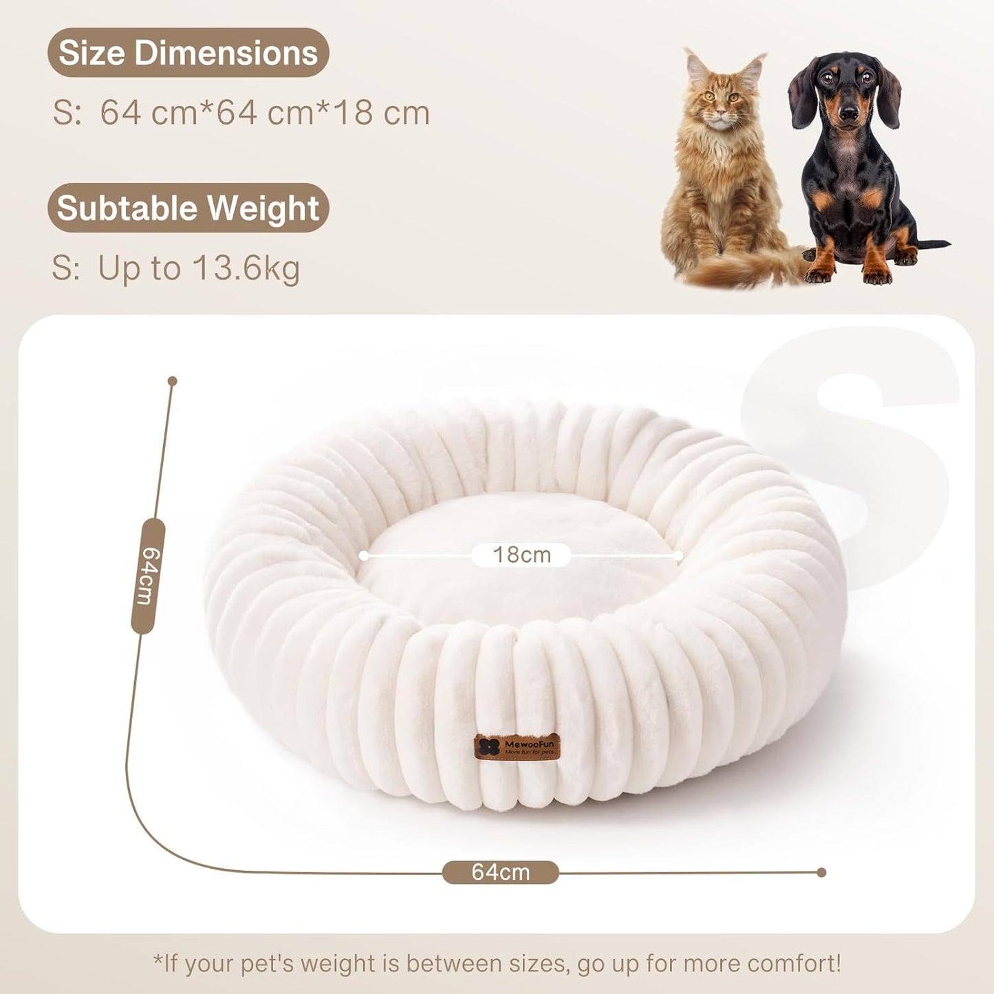 Donut Dog & Cat Bed – Ultra Soft & Calmin