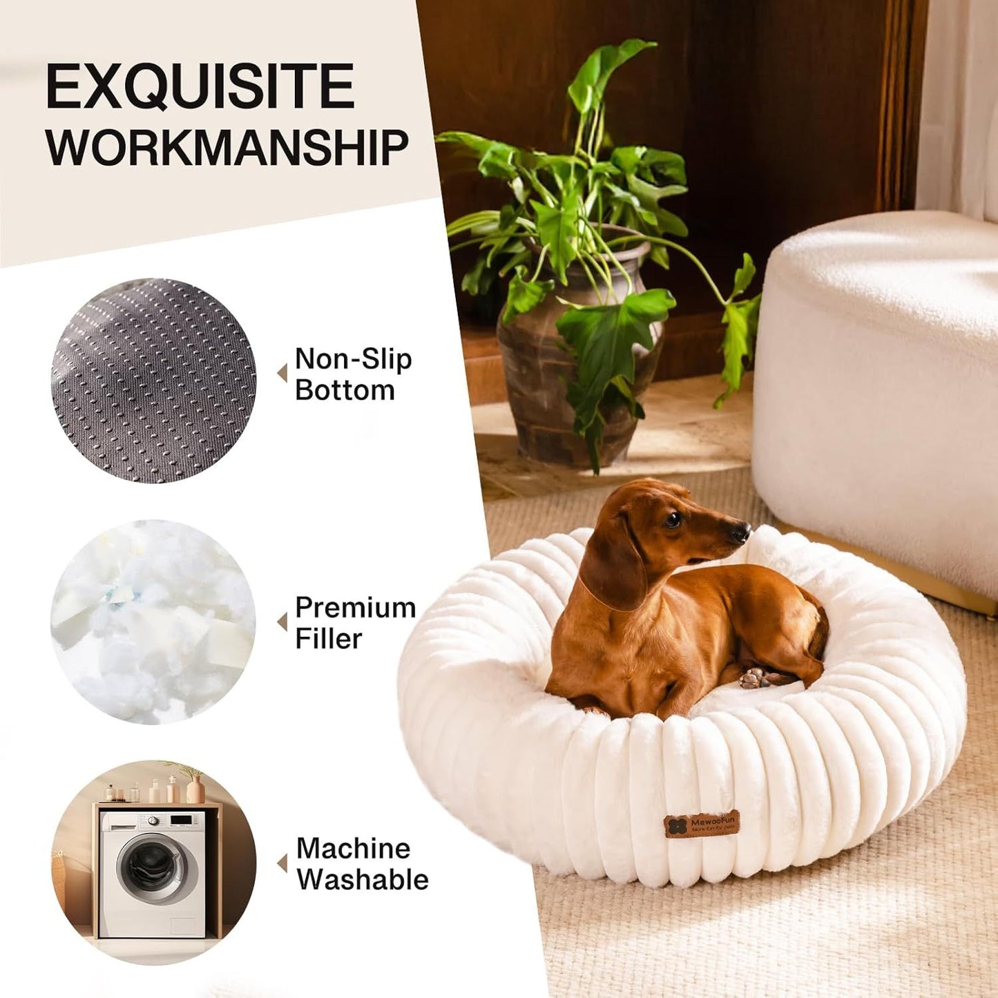Donut Dog & Cat Bed – Ultra Soft & Calmin